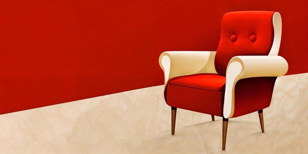 Photo red and white chair against a red wall generative ai