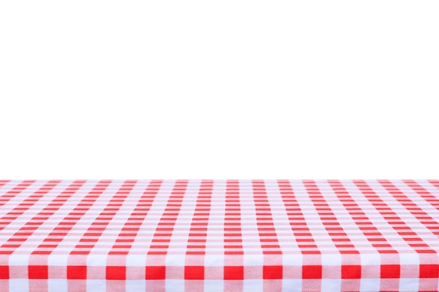 A red and white checkered tablecloth with a white background.