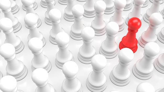 The red and white chess for business concept 3d rendering