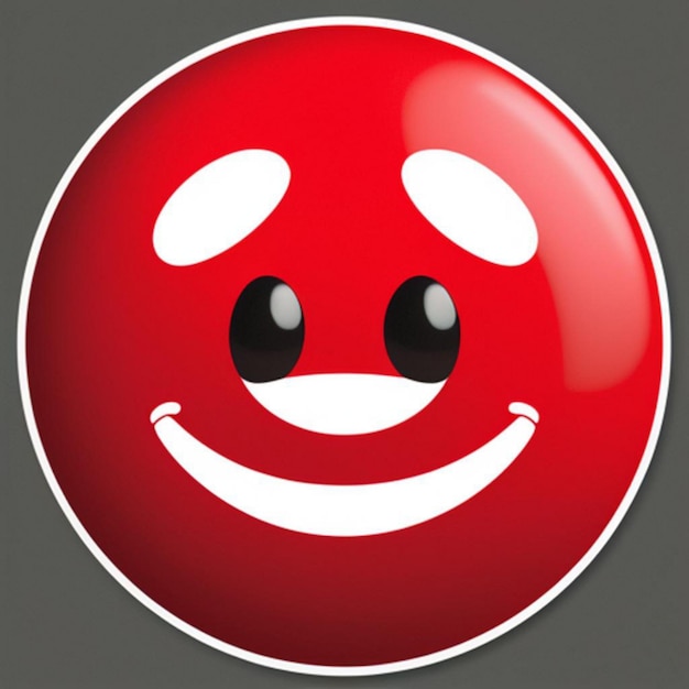 Красно-белый круг с глазами и красный круг с улыбающимся лицом.