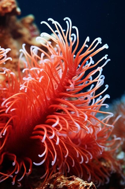 Photo a red and white coral with the word coral on it