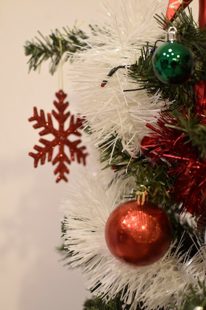 red and white decoration of a christmas tree