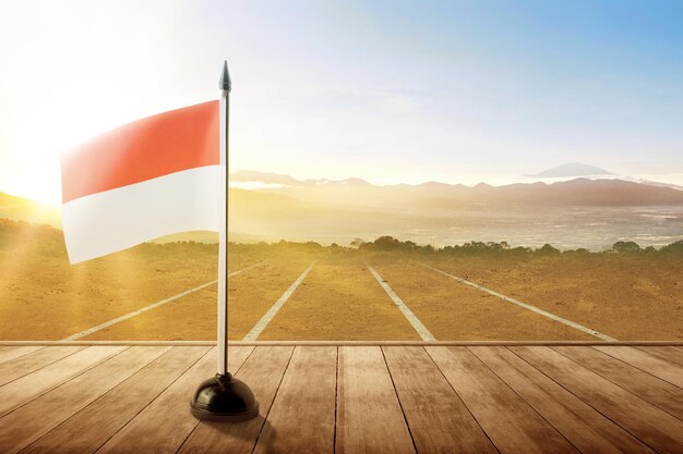 The red and white flag of Indonesian flag