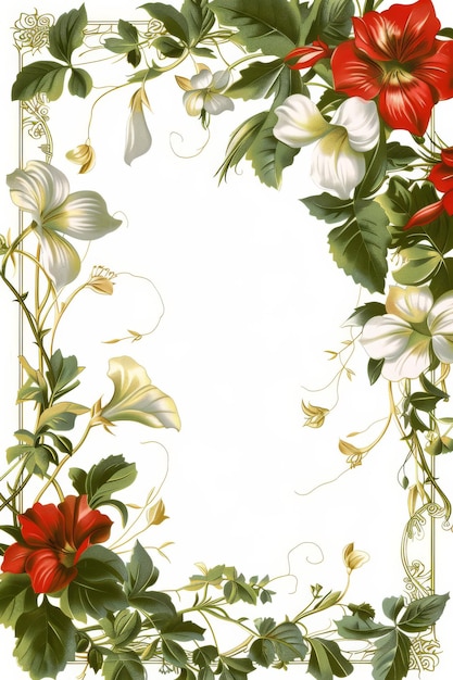 Red and White Floral Frame