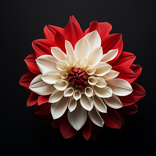 red and white flower with black petal