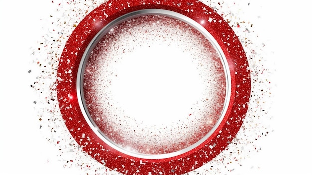red and white glitter swirling particles on circle