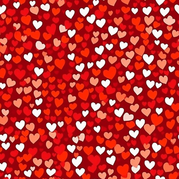 Photo a red and white heart pattern with many smaller hearts generative ai