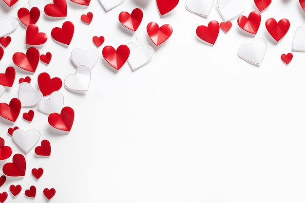 Фото Красные белые сердца на белом фоне идеально подходят для свадьбы на день святого валентина