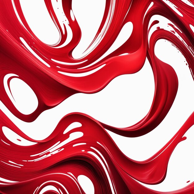 Red white ink splashes isolated on white background