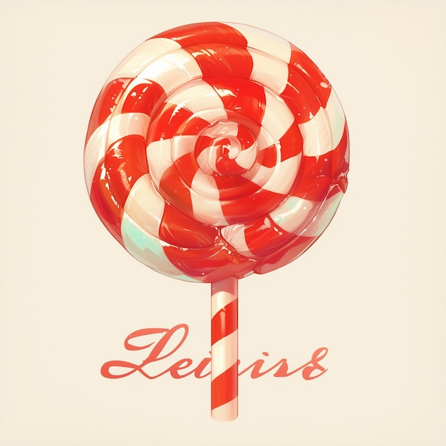 Photo a red and white lollipop that is on a white background