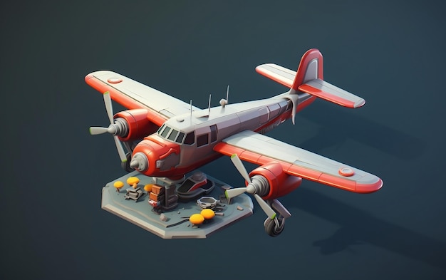 A red and white model of an airplane AI