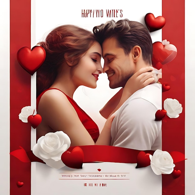 Foto red modern happy valentines dayai generato