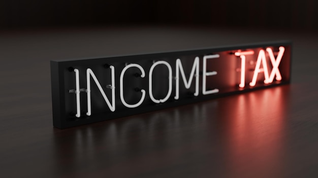 Red and White Neon Income Tax Sign