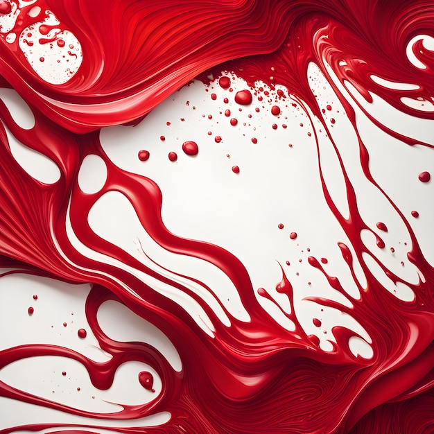 a red and white painting of a red and white liquid