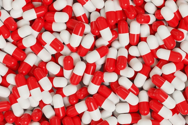 Red and white pills background.