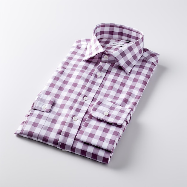 a red and white plaid shirt is laying on a white surface.