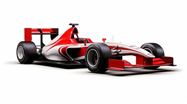 Photo red and white racing car on white background