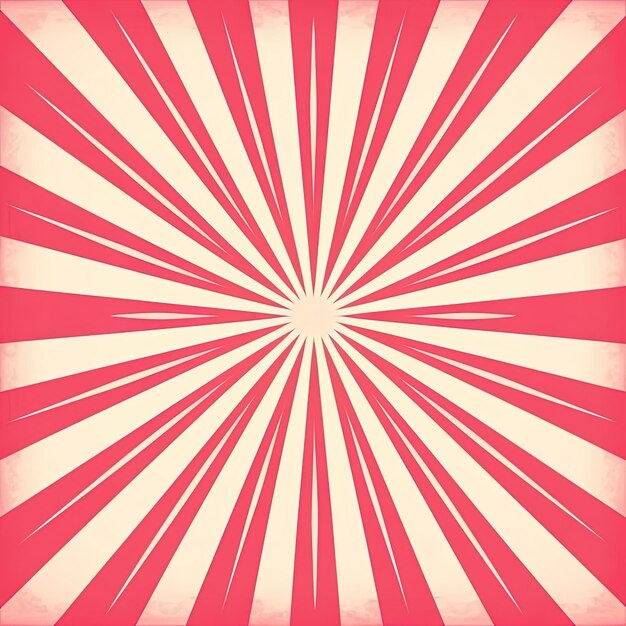 Photo red and white rays sunburst background in the style of pop art silkscreening