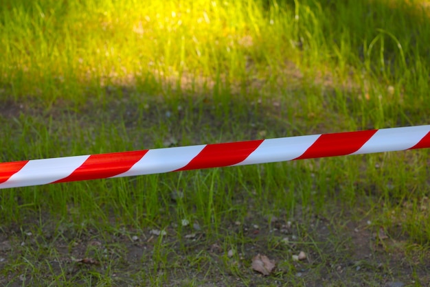 Photo red and white ribbon for barrage of the territory