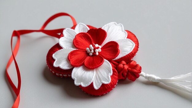 Photo red and white ribbon thread martisor illustration 11