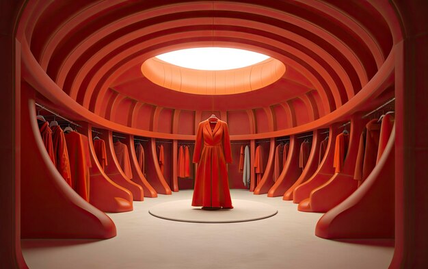 A red and white room with a large ceiling that says " star trek ".