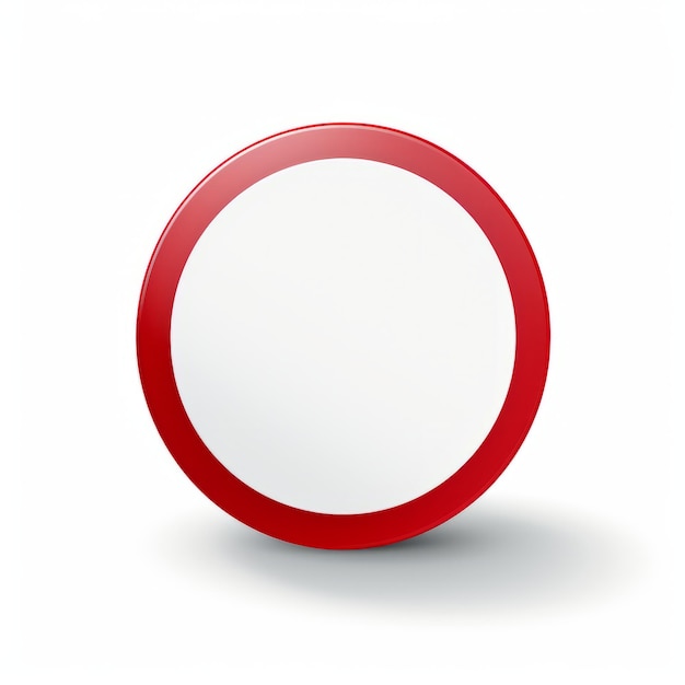 Photo a red and white round sign on a white background