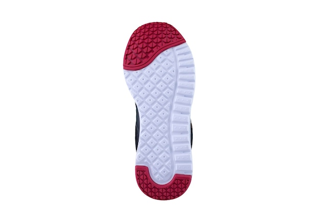 Red and white rubber sole with sneakers on a white background