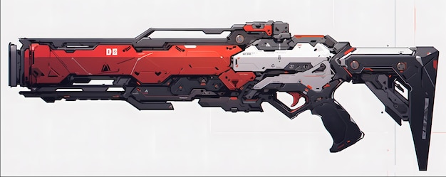 Red and white scifi assault rifle