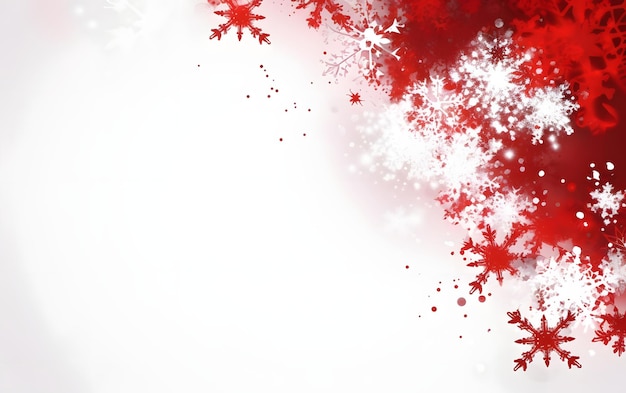 Red and white snowflakes on a white background