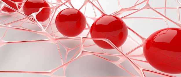 빨간색과 색 구 네트워크 구조 추상적인 디자인