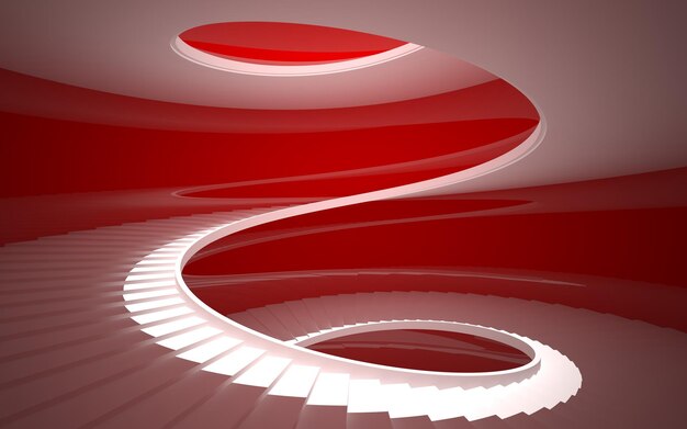 A red and white spiral staircase with a spiral staircase in the center.