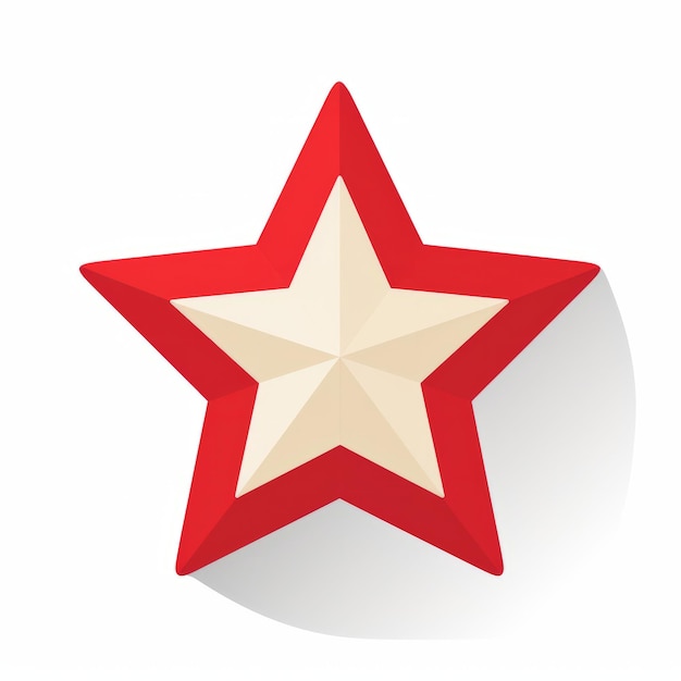 a red and white star icon on a white background