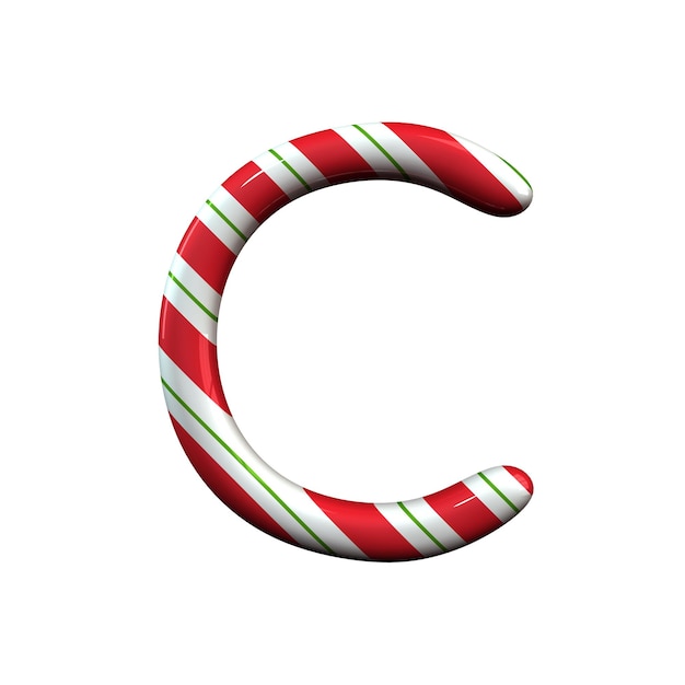 Red and white stripe candy cane letter C