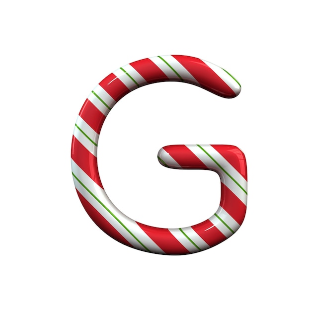 Red and white stripe candy cane letter G