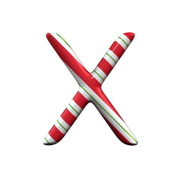 Red and white stripe candy cane letter X