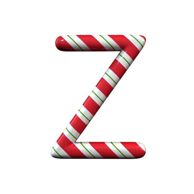 빨간색과 흰색 줄무늬 사탕 지팡이 문자 Z