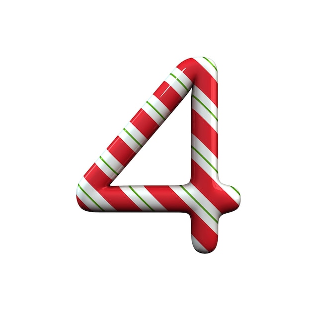 Red and white stripe candy cane number 4