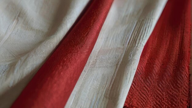 a red and white striped cloth with a white stripe