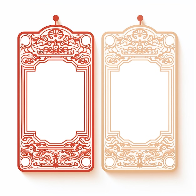 Red and white tag for thank you gift Chinese style wedding tag vintage style hang tag card GenerativeAI