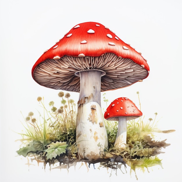 Red and white toadstool mushrooms