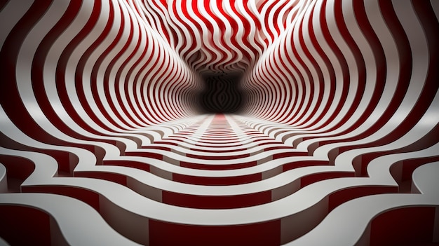 Photo a red and white tunnel