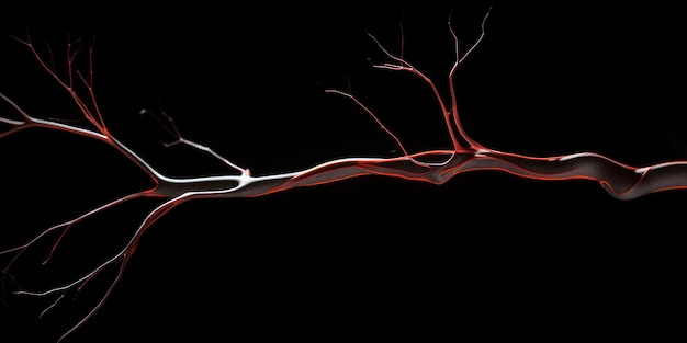 Photo a red and white veins on a black background