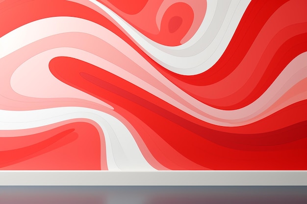 red and white wave Pattern Covering Wall Painting