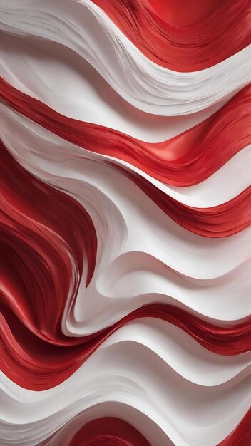 Red and white waves on a white background