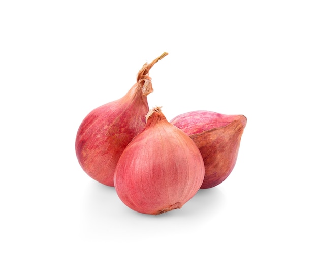 Red whole onion isolated on white background