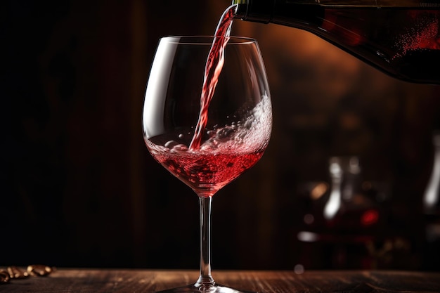 グラスに注がれている赤ワイン