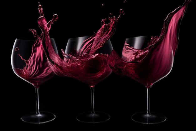 Photo red wine on black background abstract splashing