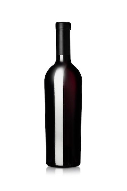 Red wine bottle isolated on a white background With clipping path