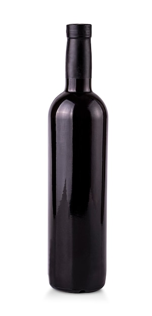 Red wine bottle isolated on white background