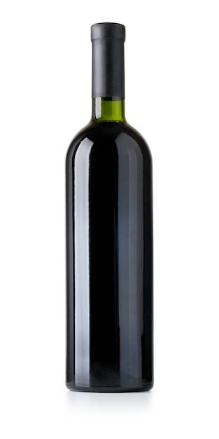 Red wine bottle isolated on white 